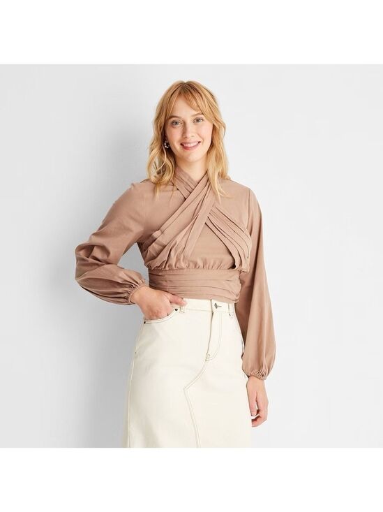 Tops - Elegant Tan Women's Blouse